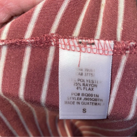 Billabong Striped Flutter Sleeve Mock Neck Tee - Picture 13 of 16